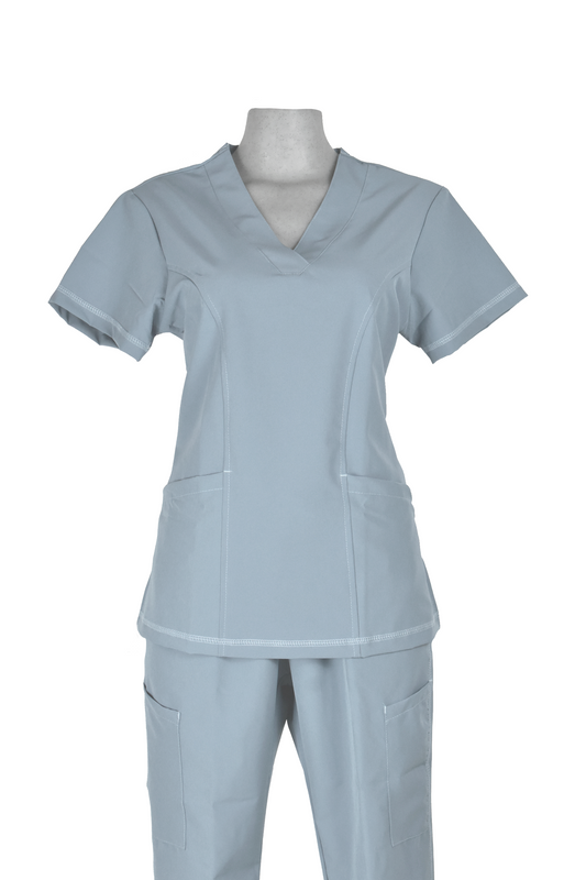 Uniforme Quirurgico Dama M05 Antifluido Stretch Acero