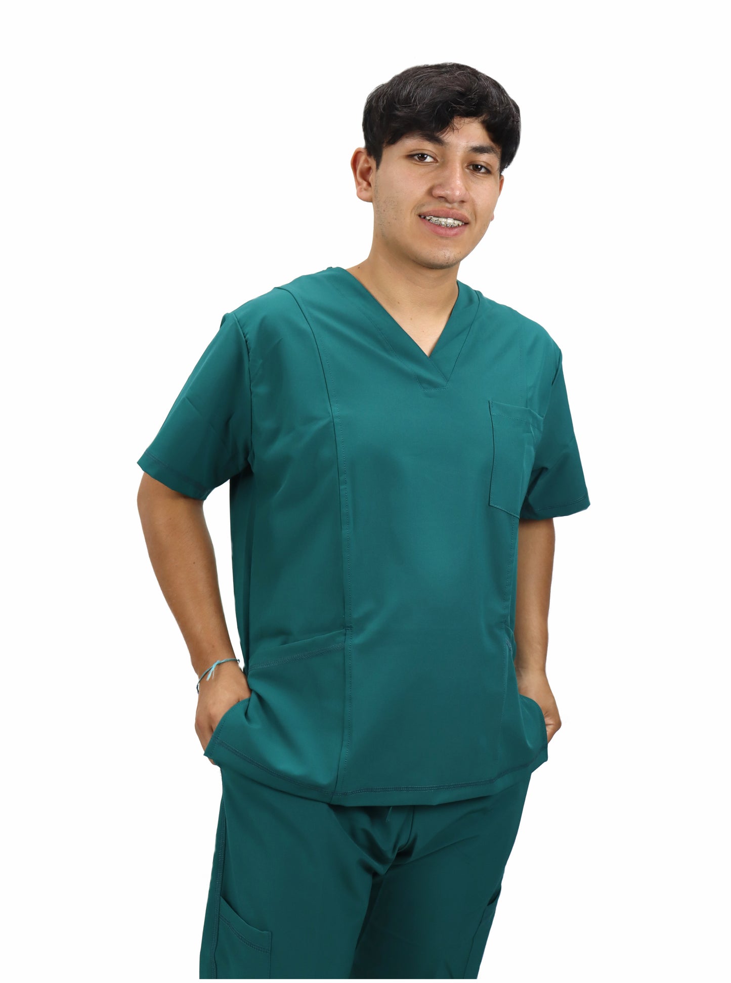 Uniforme Quirúrgico Caballero M07 Stretch Antifluido Verde Botella