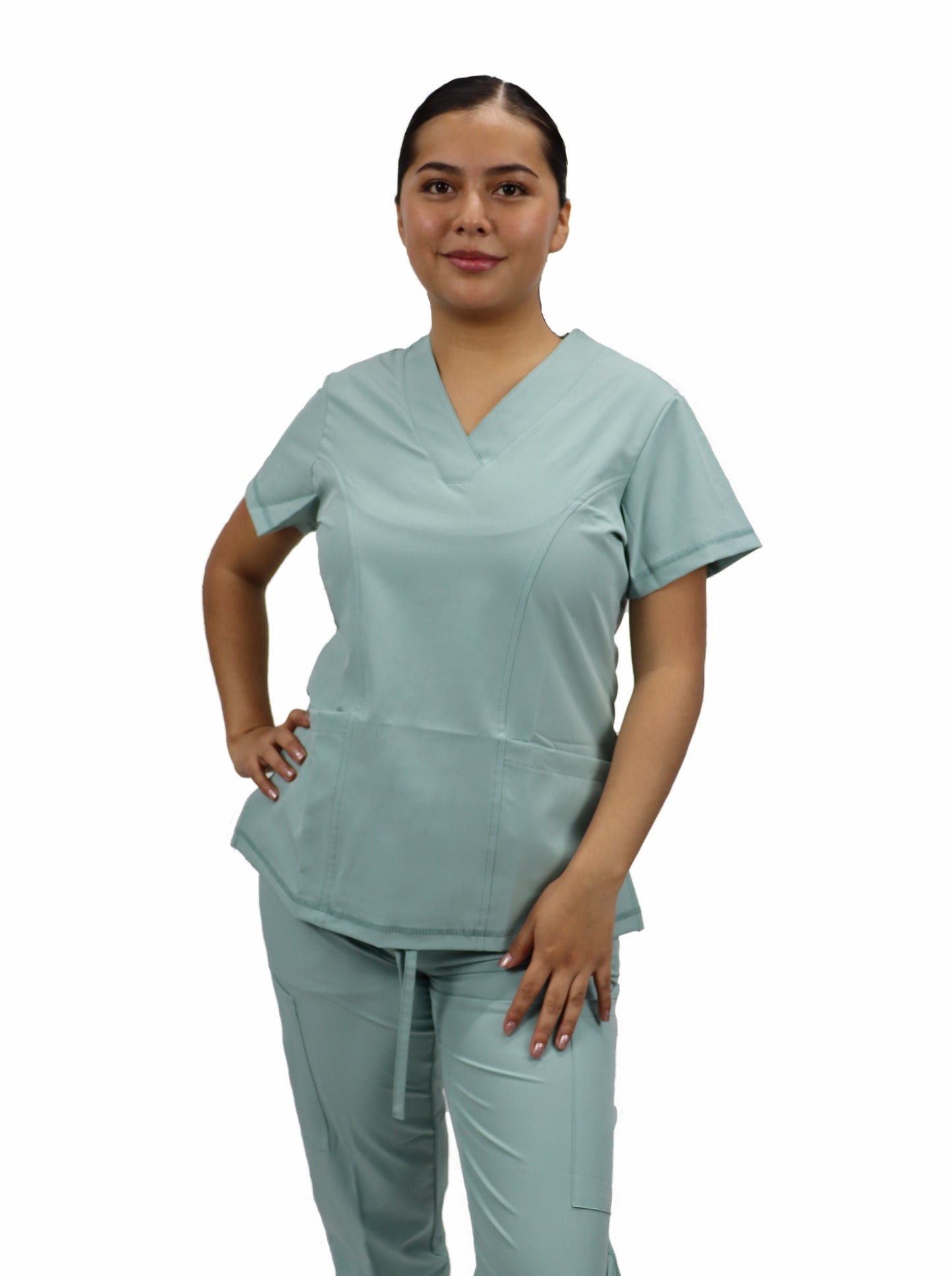 Uniforme Quirúrgico Dama M05 Antifluido Stretch Cemento