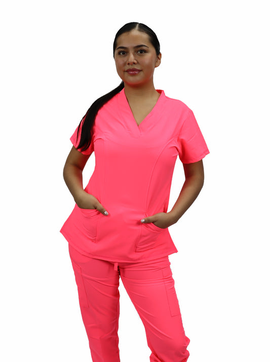 Uniforme Quirúrgico Dama M05 Antifluido Stretch Coral