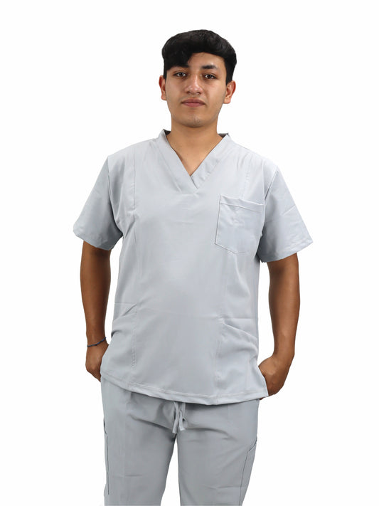 Uniforme Quirúrgico Caballero M07 Stretch Antifluido Gris Perla