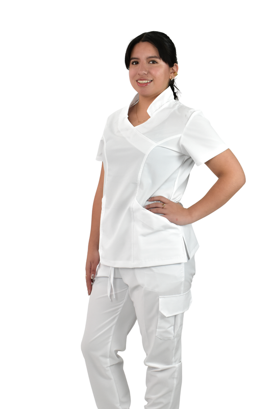 Uniforme Quirúrgico M06 Antifluido Stretch Blanco