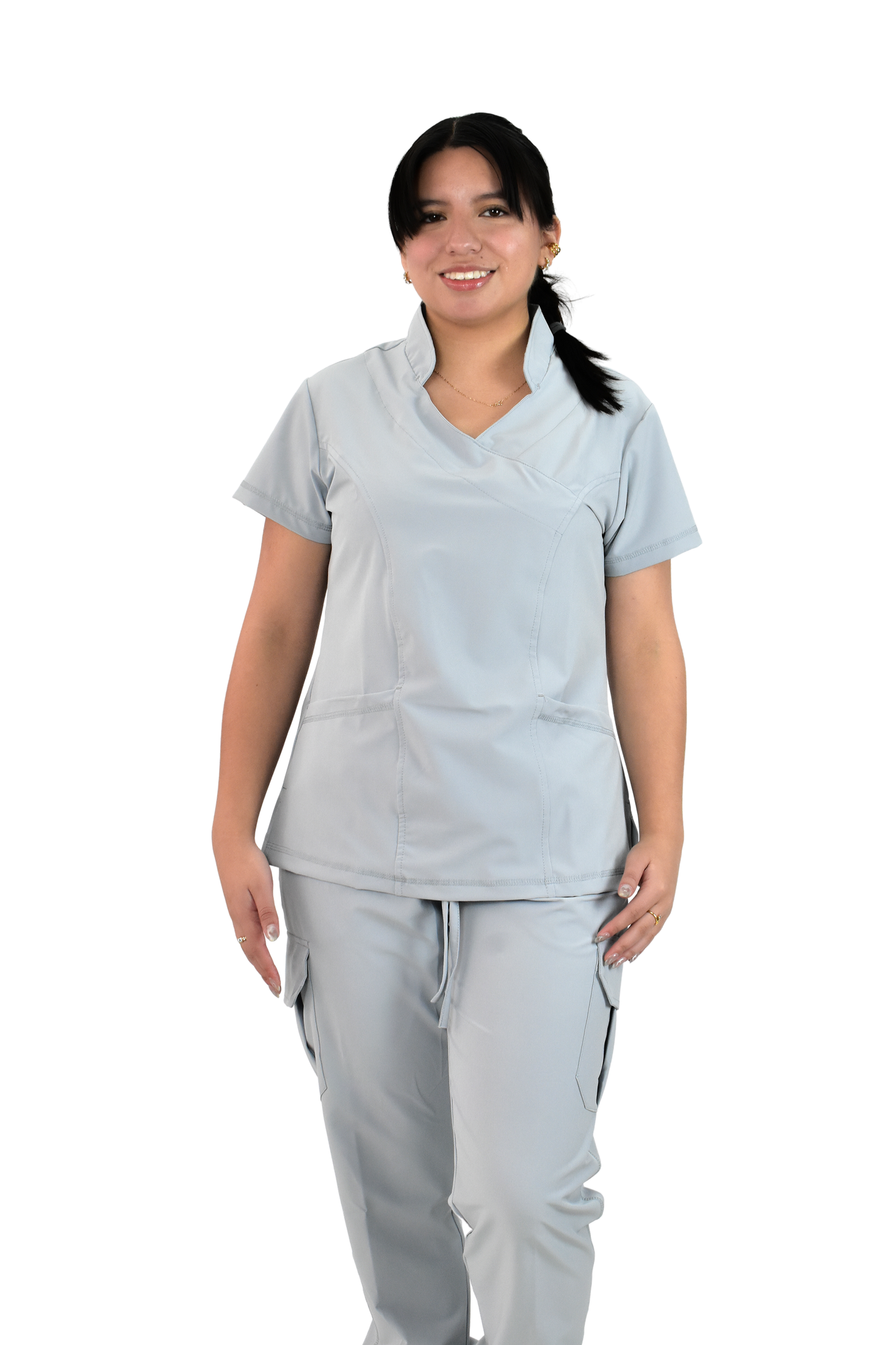 Uniforme Quirúrgico M06 Antifluido Stretch Gris Perla