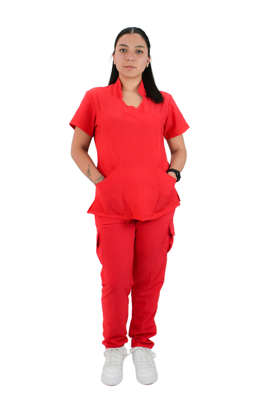 Uniforme Quirúrgico M06 Antifluido Stretch Rojo