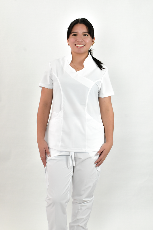 Uniforme Quirúrgico M06 Antifluido Stretch Blanco