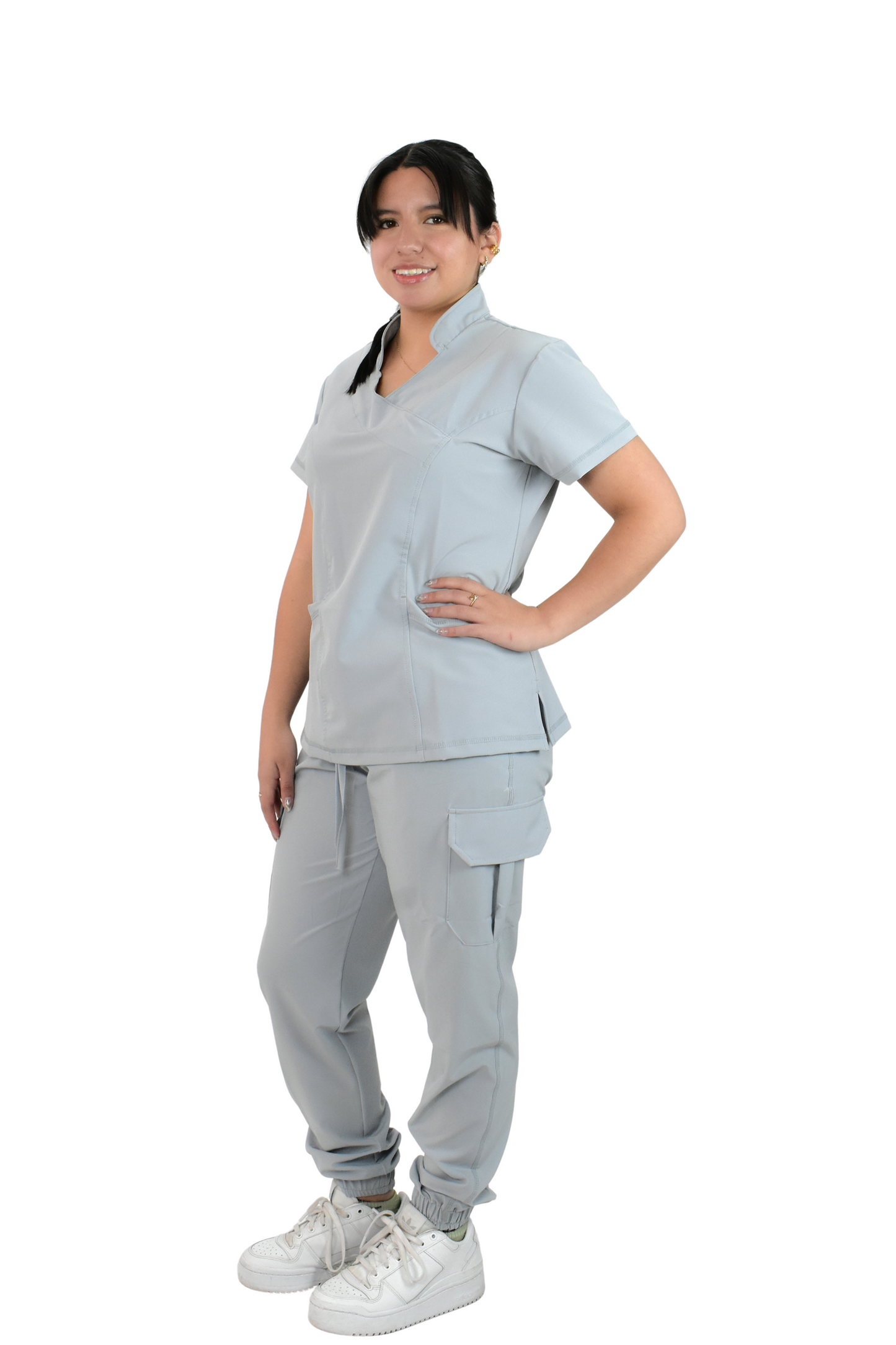 Uniforme Quirúrgico M06 Antifluido Stretch Gris Perla