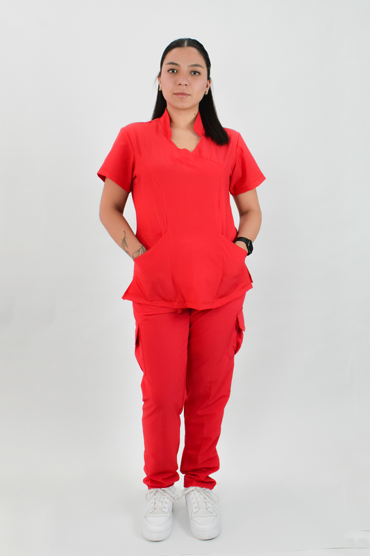 Uniforme Quirúrgico M06 Antifluido Stretch Rojo