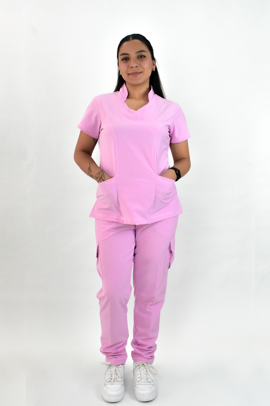 Uniforme Quirúrgico M06 Antifluido Stretch Rosa