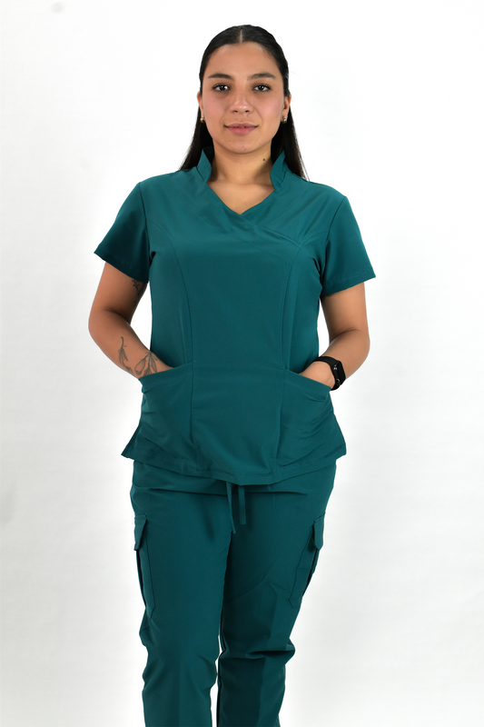 Uniforme Quirúrgico M06 Antifluido Stretch Verde Botella