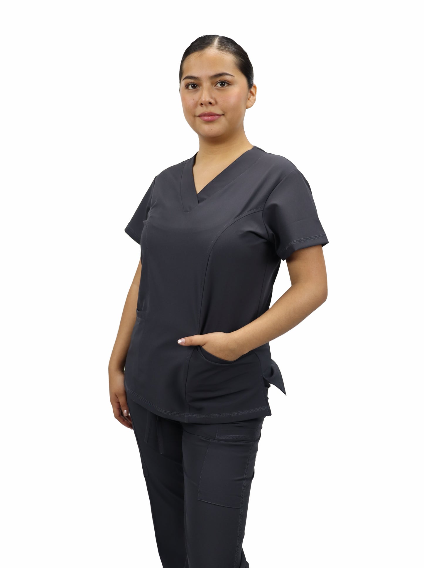 Uniforme Quirúrgico Dama M05 Antifluido Stretch Gris Oxford