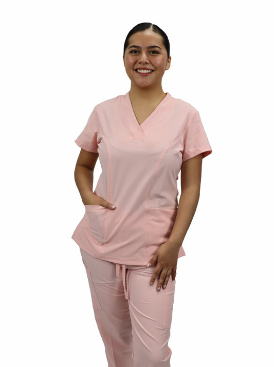 Uniforme Quirúrgico Dama M05 Antifluido Stretch Palo de Rosa