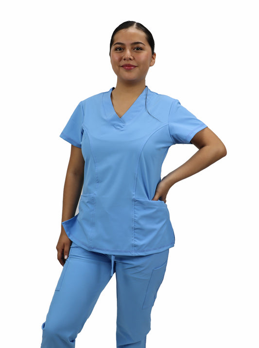 Uniforme Quirúrgico Dama M05 Antifluido Stretch Azul Plumbago