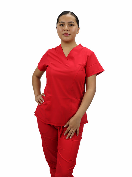 Uniforme Quirurgico Dama M05 Antifluido Stretch Rojo